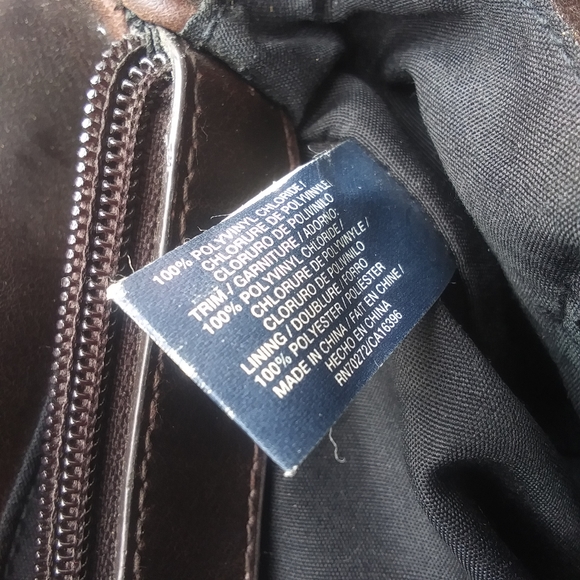 Vintage Liz Claiborne Crazy Horse Round Handle Faux Leather Bag, Dark Brown - Picture 4 of 15